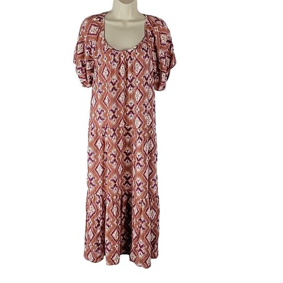 Knox Rose Dresses & Skirts - Knox Rose Short Sleeve Mid-Length Dress, Cognac Print, Sz L, NWT